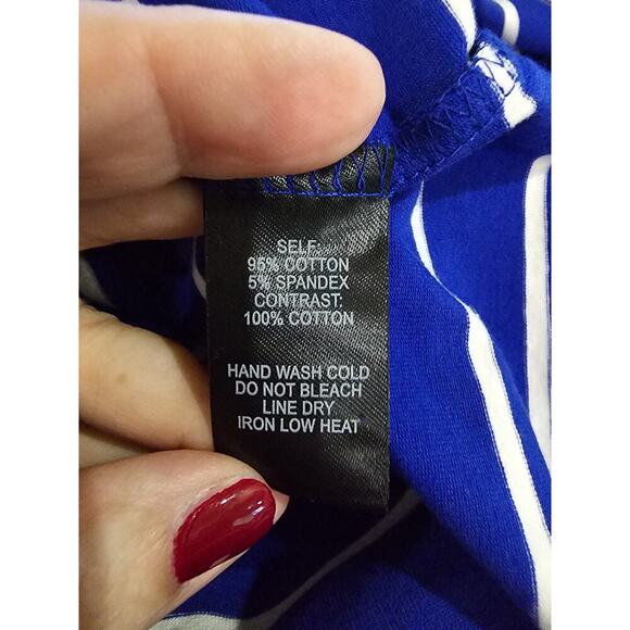 NWT Womens Lulus T Shirt Knit Dress Size Small Royal Blue Striped White Comfort - Picture 3 of 6